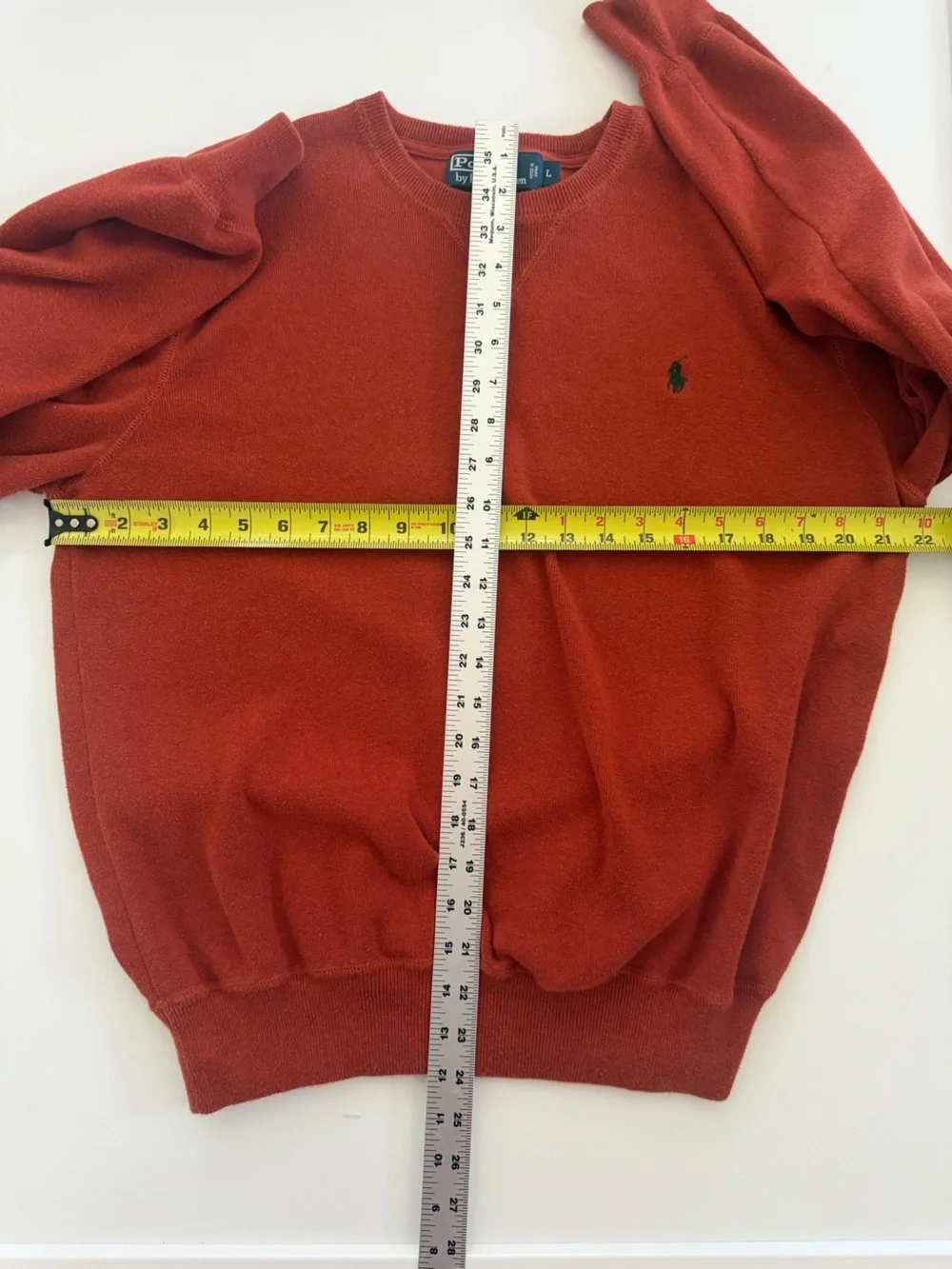 Polo Ralph Lauren Men’s Burnt Orange Crewneck Sweater w/ Green Pony Size Large